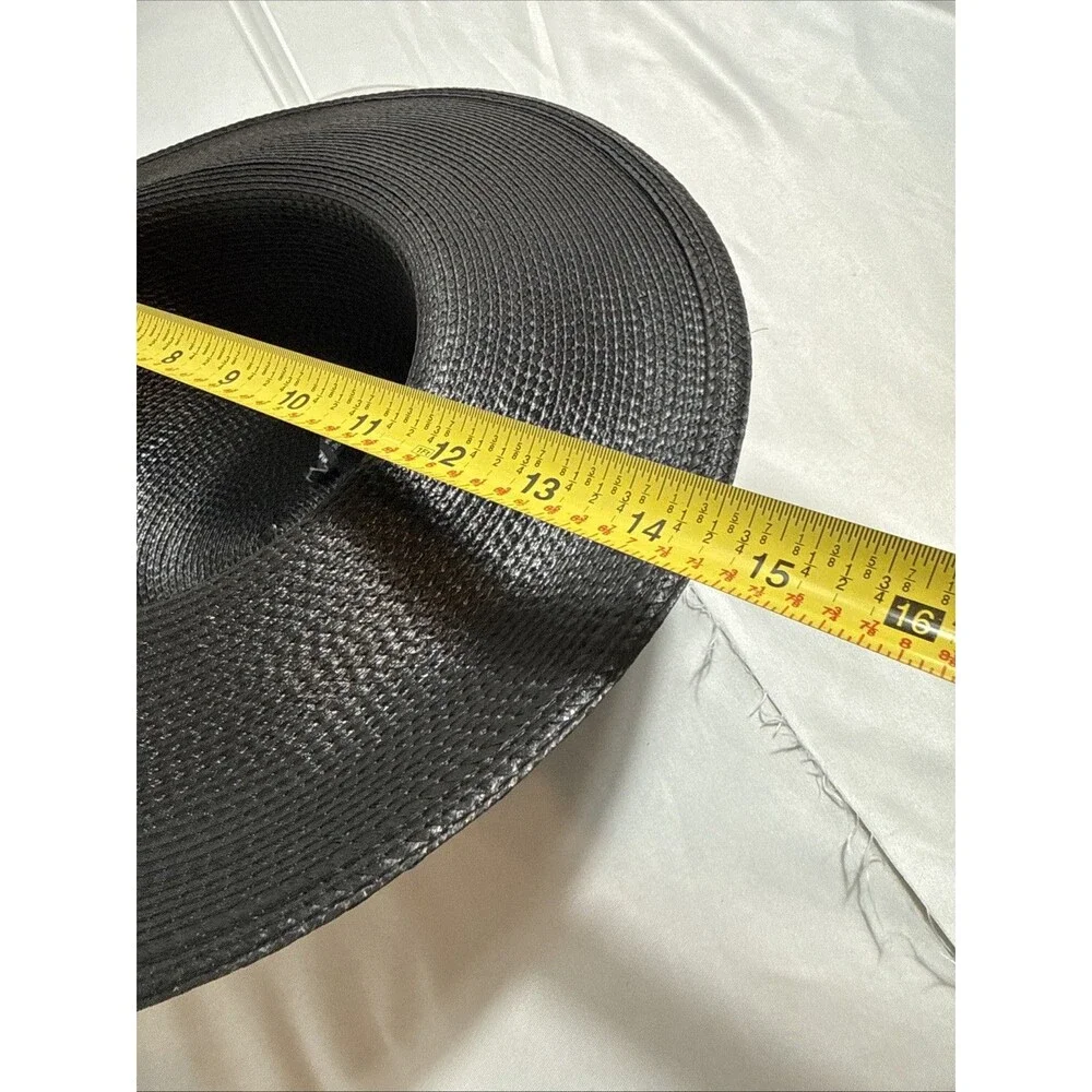Women's ROC Black Church Hat with Bow Size 6 1/2 Wide Brim